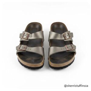 Birkenstock Sydney Slide Sandals Graceful Taupe Womens 39 US 8 Straps Cork